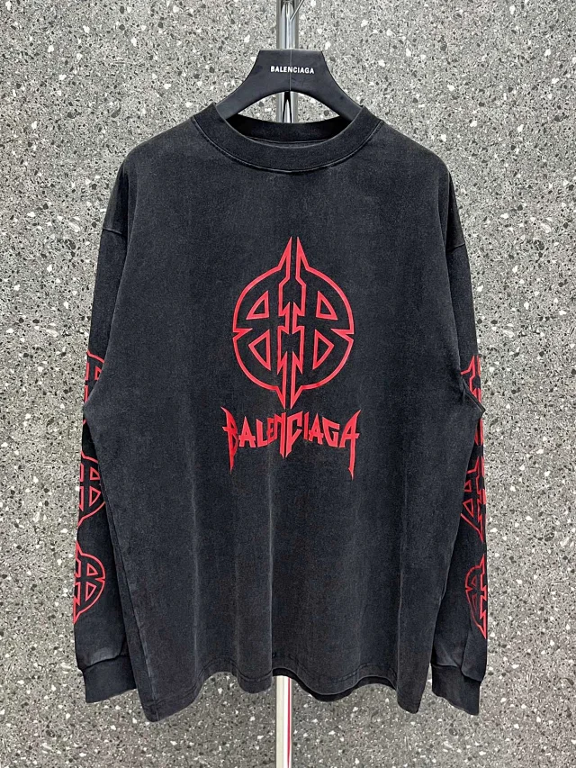 Balenciaga red Logo Long T-Shirt