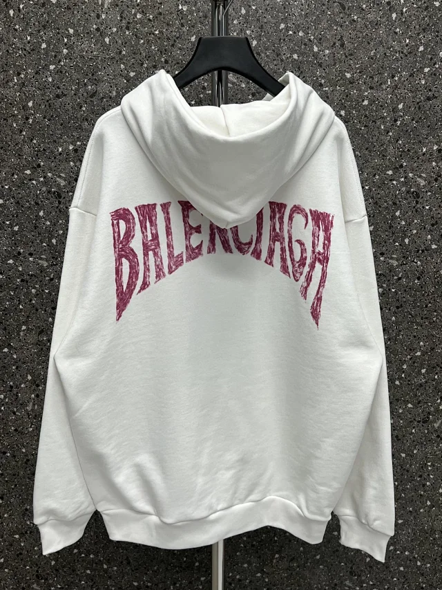 Balenciaga red logo white Hoodie