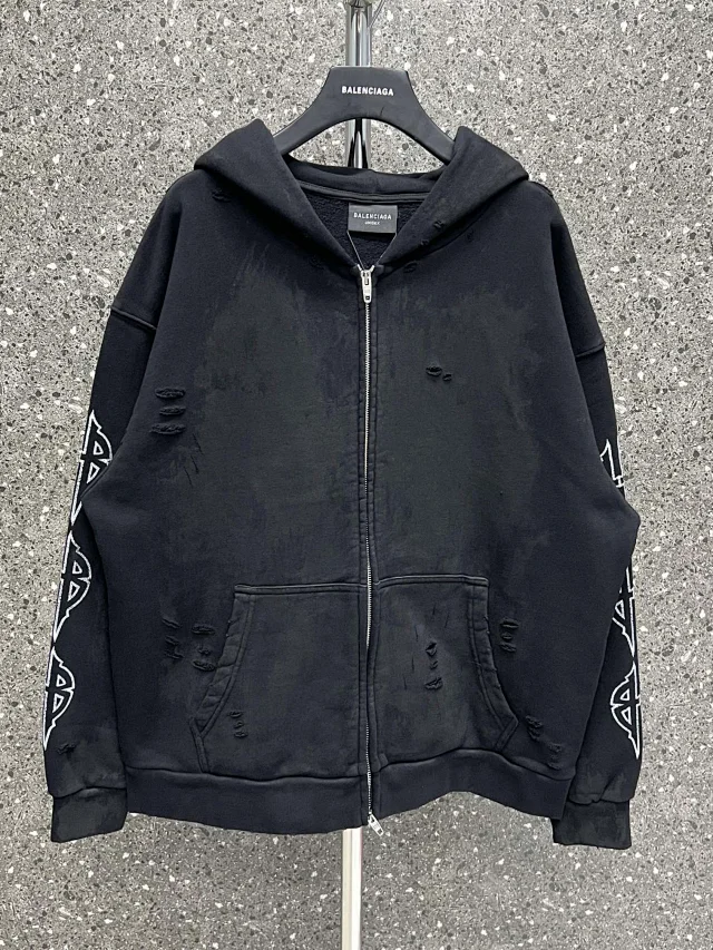 Balenciaga Logo hole Zipper Hoodie