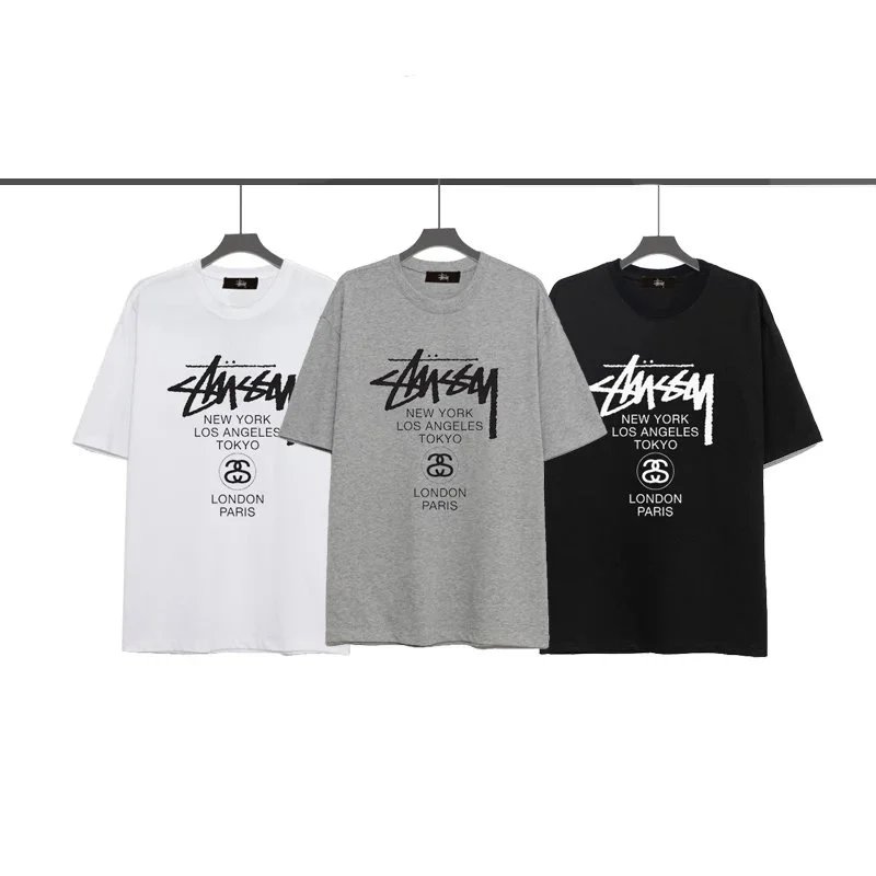 Stussy World Tour Gradient Lettering Print Oversized Short-Sleeve T-Shirt (Unisex)