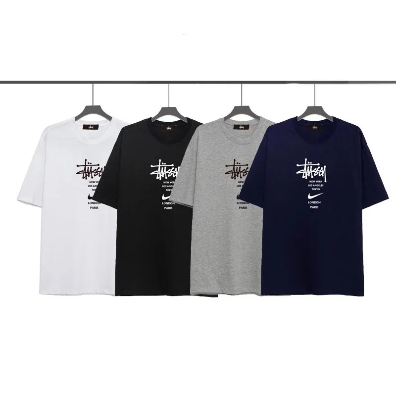 Stussy x Nike Collaboration Oversized Summer Unisex Casual Short-Sleeve T-Shirt
