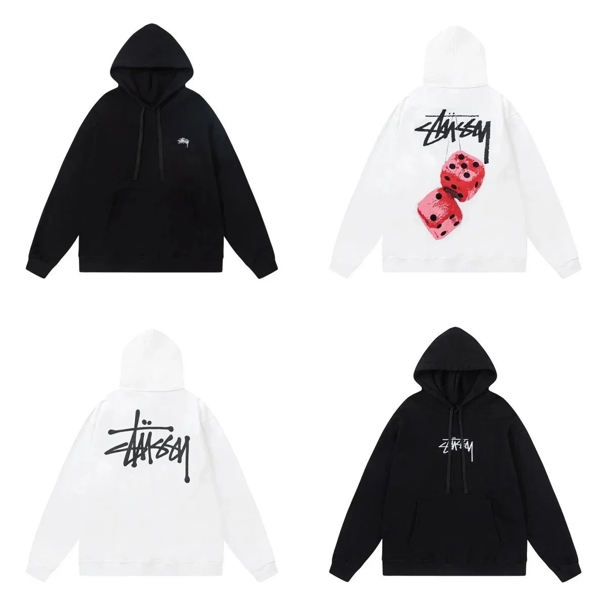 Stussy logo Cotton Hooded Sweatshirt
